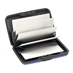 Biglietto da visita antifurto minimalista e porta carte d'identità Logo personalizzato con motivo Logo blu in alluminio - Product Image 2