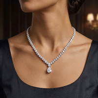 Collier pendentif en moissanite en forme de poire, pavé complet, argent sterling S925, design goutte d'eau, bijoux étincelants, vente en gros