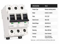 Saklar Isolasi Modular DIN Rail 1P 2P 3P 4P 40A 63A 240/415V AC Saklar Pemutus Isolasi untuk Papan Distribusi