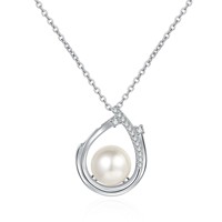 Pendentif en argent sterling 925 avec moissanite et perle d'eau, bijoux tendance pour femmes, cadeaux de Saint-Valentin et d'anniversaire
