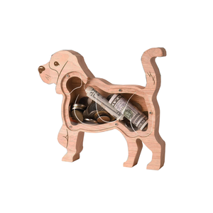 Salvadanaio in legno a forma di cane, banca per monete a forma di cane, salvadanaio a forma di maialino - Product Image 1