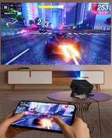 Proyector de TV Inteligente 720P FHD 4K Android 14, Portátil, para Exteriores, de Tiro Corto, Mini Proyector, 180ANSI, Interactivo para Juegos