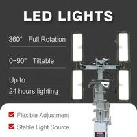 Torre de Iluminación Solar Móvil, Iluminación LED Comercial, 4*100W, IP65, Blanca, Mástil Telescópico de 7m/9m, Emergencia, Seguridad, Temporizador, Atenuación, 360°