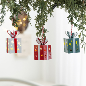 Nordic <b>Christmas</b> LED Lights Mini Wrought Iron Gift <b>Box</b> Table Decoration <b>Christmas</b> Tree Pendant Ambient Night Light - Product Image 4