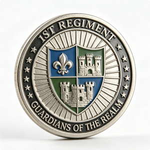 Badge du 1er Régiment Gardiens du Royaume, en alliage de zinc plaqué argent, emblème circulaire, émail dur, impression en relief, souvenir - Product Image 3