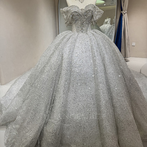 Vestido de Novia Moderno con Cuello Barco, Manga Regular, Corte Sirena, Largo hasta el Suelo, con Cuentas y Lentejuelas, Elegante para Boda, Modelo DW0182 - Product Image 6