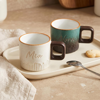 Mug à café personnalisé gravé avec une poignée carrée en bois pour les amateurs de café et de thé