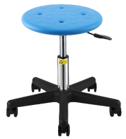 Tabouret de laboratoire antistatique fiable à hauteur réglable, avec pieds en caoutchouc PU conducteur bleu, pour inspection hospitalière et mobilier de salle blanche
