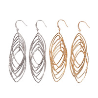 Boucles d'oreilles en fil de fer style européen et américain, en zircon métallique, ovales, ajourées, en forme de croix, pour femme, tendance, uniques, mode de niche