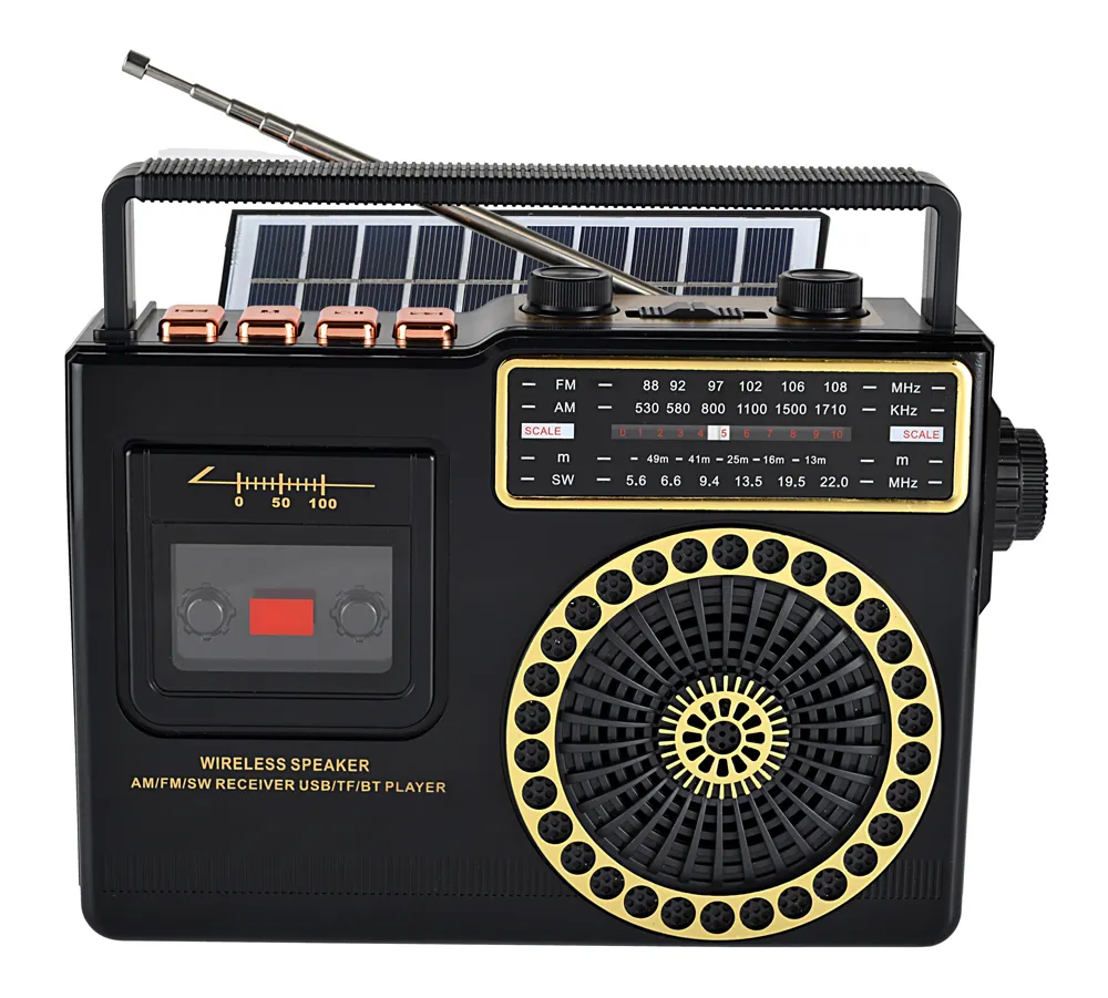 HS-3111 Newest vintage style desktop solar radio portable rechargeable am fm sw 3 band radio