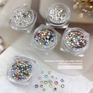 Decoración de Uñas de Alta Calidad, Piedras de Cristal Redondas Mini con Base Plana, Mezcla de Colores, Brillantes, Blancas, para Arte de Uñas - Product Image 4
