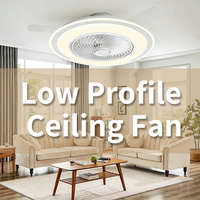 Ventilateur de plafond LED moderne avec moteur BLDC, télécommande, profil bas, 5 pales, intensité variable, pour chambre et salon