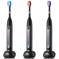 Certifié CE, ROHS, FCC, nouvelle conception, étanche IPX7, brosse à dents électrique sonique sans fil rechargeable à lumière bleue blanchissante