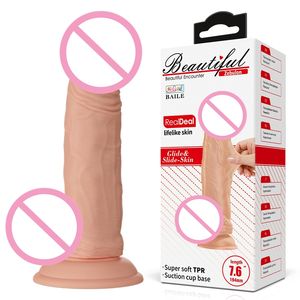 Doux Sexy énorme gode sensation de peau réaliste pénis jouets sexuels pour femmes grosses <span class=keywords><strong>bites</strong></span> Double ventouse stimulateur Anal - Product Image 1