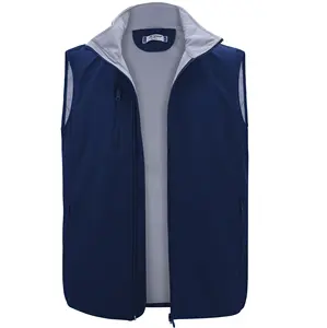 OEM Service Men's Softshell Vest Fleece-Lined Windproof Sleeveless Jacket For Travel Hiking Fishing Running Golf