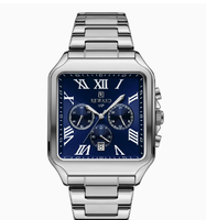 Nouvelle montre d'anniversaire pour homme, chronographe de haute précision, bracelet en acier inoxydable, montre à quartz carrée pour homme