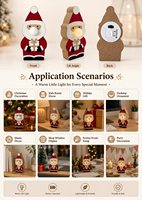 Veilleuse LED en bois poli écologique Père Noël, couleur personnalisable, ornement lumineux de bureau pour enfants