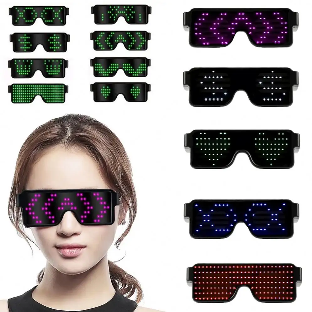 Messaggio testo natale occhiali da sole divertenti forniture per feste di compleanno per bambini nuovo prodotto novità giocattolo colorato illumina giocattoli occhiali a Led