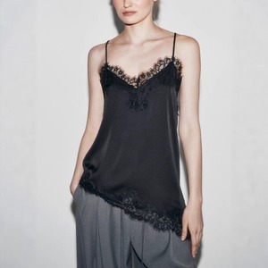 Wholesale 2026 Sexy Lace Patchwork Satin Cami <strong>Top</strong> Women Irregular Hem Adjustable Spaghetti Strap Tank <strong>Top</strong> - Product Image 5