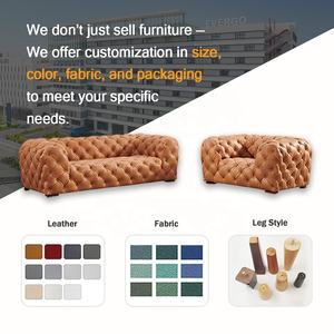 طقم كنب مكتبي على الطراز الأمريكي وأثاث إيطالي عتيق لغرف المعيشة في الفيلات، كنبة من جلد البقر الأصلي المحبب بالكامل والمشمع والمعنقد - Product Image 2