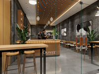 Comptoir de café-restaurant avec éclairage LED, armoires en bois écologiques, personnalisable pour les espaces de vente au détail