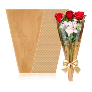 バレンタインデークラフト紙ブーケフラワーバッグ花屋ラッピングスリーブ植物包装ギフトバッグ