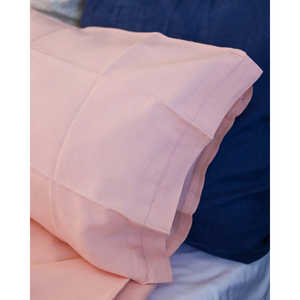 Pink Linen <b>Double</b> <b>Bed</b> Fitted and Flat Sheets <b>Bedding</b> Set - Product Image 2