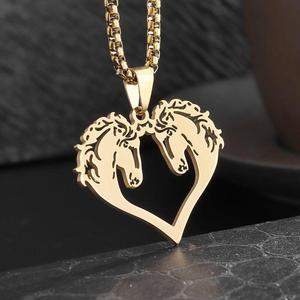 Collana con Ciondolo Cavallo in Acciaio Inossidabile 316L, Catena Unisex Trendy per Feste Autunno/Inverno, Stile Hip Hop - Product Image 3