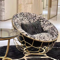 Chaise longue moderne de luxe en acier inoxydable à imprimé léopard Italie Chaise longue en cuir