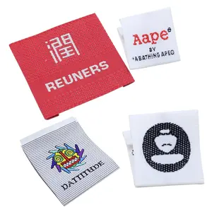 Fashion Design Clothing Fold Over 100% Cotton Cute Woven Silicon Labels