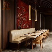 Ensemble de table et chaises de style moderne en cuir blanc et marbre courbé pour café, restaurant, hôtel