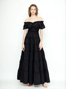 Gaun Prom Formal Terbaru Rok Bermotif Bunga Desain Spot Supplies Gaun Hitam untuk Acara Malam - Product Image 3