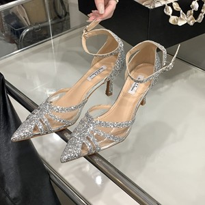 Zapatos de tacón alto con punta en pico para mujer, sandalias elegantes para fiesta, calzado brillante, novedad de 2023 - Product Image 5