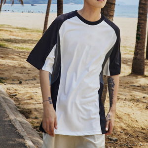 Người Đàn Ông Của Mùa Hè Nhanh Chóng Khô Thể Thao T-Shirt <span class=keywords><strong>Polyester</strong></span> Cotton Dài Tương Phản Khối Màu Sắc In Worested Ngắn Tay Áo Lưới Tấm - Product Image 1