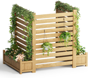 Jardinière carrée <span class=keywords><strong>en</strong></span> bois avec treillis, écran d'intimité pour jardin, bac à plantes avec trous de drainage, durable, écologique, pour plantes grimpantes et fleurs - Product Image 1