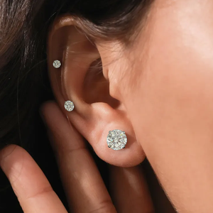 Pendientes de Diamantes Cultivados en Laboratorio con Corte Brillante Redondo en Oro de 14K Personalizados, Joyería Fina Unisex para <span class=keywords><strong>Aniversario</strong></span>, <span class=keywords><strong>Boda</strong></span>, Banquete, <span class=keywords><strong>Regalo</strong></span> - Product Image 4