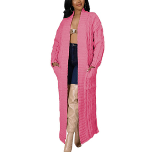 Autumn Winter Sexy Loose Long Sleeved Lady <strong>Knit</strong> Coat Europe America Long Style Large-size Women's Knitted <strong>Sweater</strong> Coat - Product Image 6