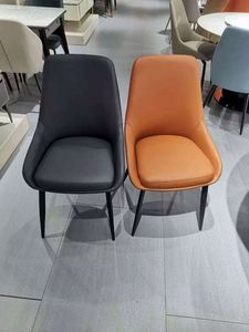<span class=keywords><strong>Chaise</strong></span> de salle à manger moderne en cuir avec dossier en forme de <span class=keywords><strong>tulipe</strong></span>, structure en métal, assise ronde, pour restaurant, maison, hôtel - Product Image 2