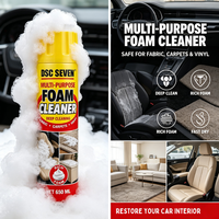 Nettoyant mousse pour intérieur de voiture 650ml avec brosse, nettoyage en profondeur pour sièges auto, plafond, tapis, tissu, vinyle, sellerie