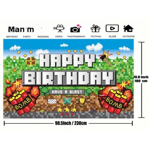 Fondo Decorativo Rectangular con Diseño de Minecraft SD808, Pancarta Decorativa de <span class=keywords><strong>Pixel</strong></span> Wars para Fiesta de Cumpleaños - Product Image 2