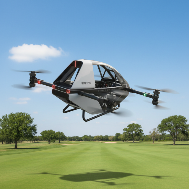 Single-seat Manned EVTOL Aircraft, Electric Vertical Take-off and Landing for Outdoor Flight, Max Speed 80km/h,Payload 120kg.
