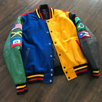 Veste de baseball universitaire avec logo personnalisé OEM pour hommes, manches brodées, veste Letterman universitaire, logo personnalisé