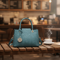 Tas Tangan Wanita Vintage Motif Kulit Buaya PU Tahan Air, Tas Selempang Bahu dengan Pegangan Atas, Tas Tote Kasual Terstruktur dengan Lapisan Poliester