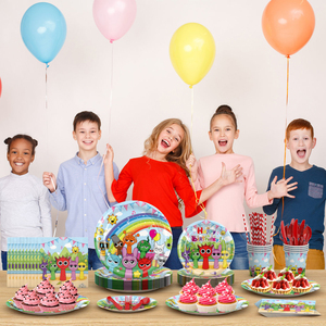 Assiettes et gobelets de fête d'anniversaire sur le thème de l'animation de dessins animés, fournitures de fête pour les anniversaires d'enfants - Product Image 2