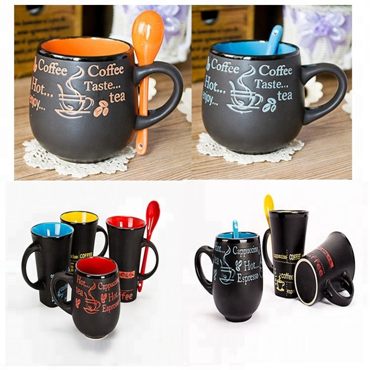 SWT Black Ceramic Coffee Mugs with