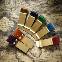 Pinces à billets métalliques vintage, accessoires pour carnet de voyage en métal et cuir, marque-pages et pinces à stylo