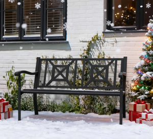 Solar Charging Eco-Friendly Durable Outdoor Folding Black Metal Modern <strong>Garden</strong> Iron Tree Surround Park <strong>Bench</strong> Chair - Product Image 4