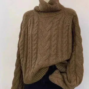 Nueva moda de talla grande suéter de punto rayas verticales mujeres suéteres mujeres suéter de gran tamaño acrílico suéter de punto