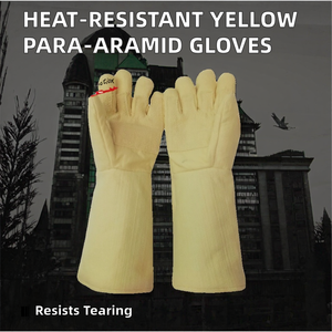 <b>Long</b> Yellow Para-aramid Felt 500 Deg.C Multi-functional Puncture-Resistant 7mm Thickness <b>Gloves</b> - Product Image 2