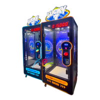 Machine de jeu à griffes en acier inoxydable rose, à monnayeur, pour la distribution de jouets et de prix, avec support en anglais